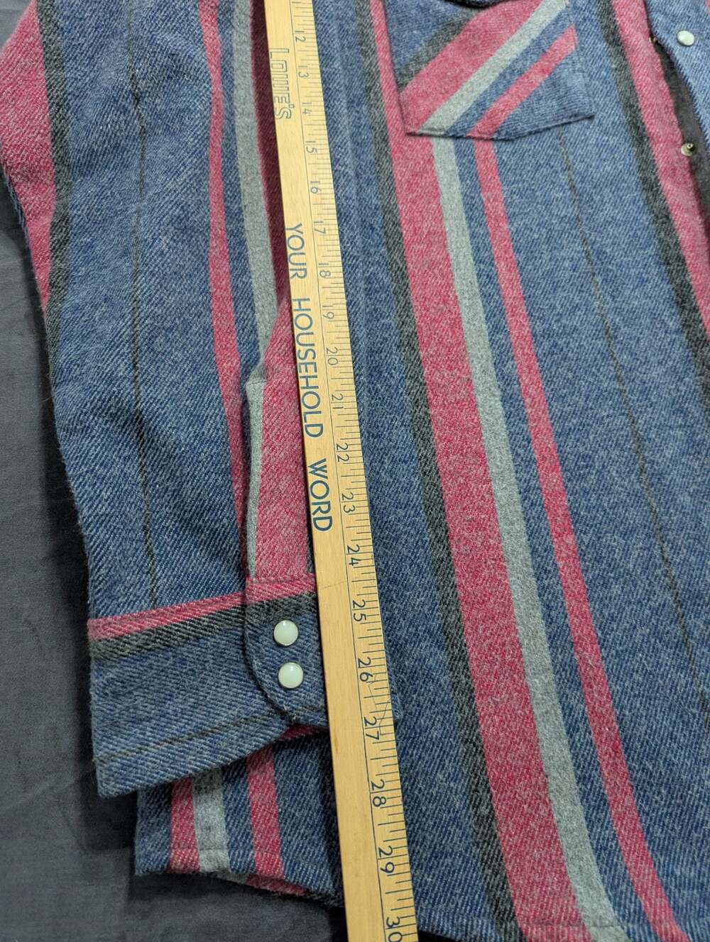 Dakota Five Brothers SNap Western Shirt Mens XL Blue red Striped Made USA 24x29 - Picture 7 of 8